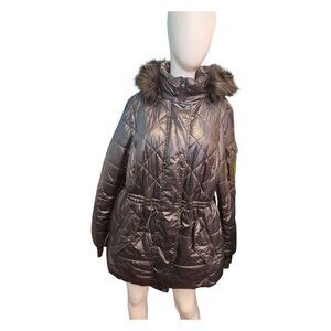 Michael Kors Black Quiltef Puffer Jacket Size 1X Hooded